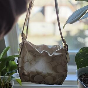 Coach Beige Signature Shoulder Bag